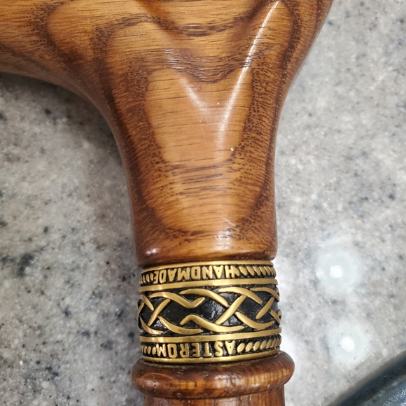 Asterom Elegant Wooden Walking Cane with Gold Accent - Picture 8 of 9